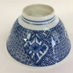 Japanese Porcelain Rice Bowl Vtg Blue Flowers Sometsuke White Donburi PP520