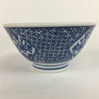 Japanese Porcelain Rice Bowl Vtg Blue Flowers Sometsuke White Donburi PP521