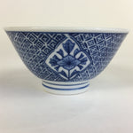 Japanese Porcelain Rice Bowl Vtg Blue Flowers Sometsuke White Donburi PP521