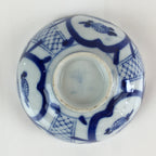 Japanese Porcelain Rice Bowl Vtg Blue White Hand Drawing Chawan PY119