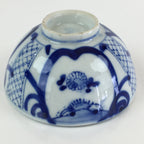 Japanese Porcelain Rice Bowl Vtg Blue White Hand Drawing Chawan PY119