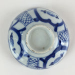 Japanese Porcelain Rice Bowl Vtg Blue White Hand Drawing Chawan PY120