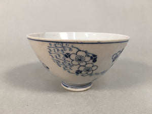 Japanese Porcelain Rice Bowl Vtg Blue White Sometsuke Plum Blossom PP443