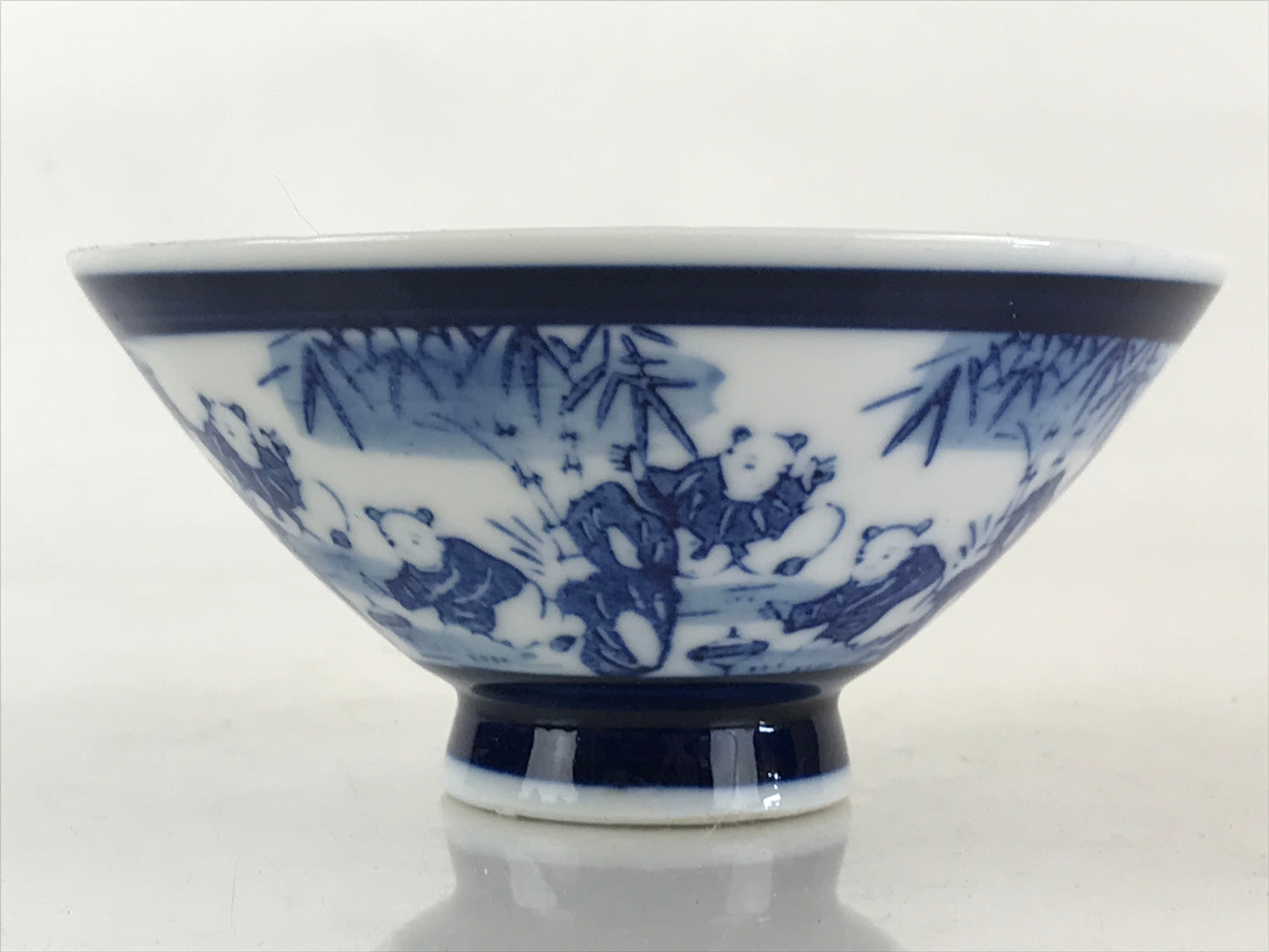 Japanese Porcelain Rice Bowl Vtg Blue sometsuke Chinese Children Chawan White PY