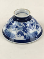 Japanese Porcelain Rice Bowl Vtg Blue sometsuke Chinese Children Chawan White PY