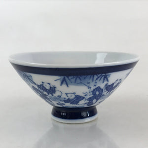 Japanese Porcelain Rice Bowl Vtg Blue sometsuke Chinese Children Chawan White PY