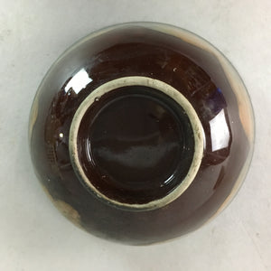 Japanese Porcelain Rice Bowl Vtg Brown Chawan Shiny Smooth Flowing PT771