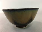 Japanese Porcelain Rice Bowl Vtg Brown Chawan Shiny Smooth Flowing PT773