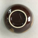 Japanese Porcelain Rice Bowl Vtg Brown Chawan Shiny Smooth Flowing PT773