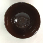 Japanese Porcelain Rice Bowl Vtg Brown Chawan Shiny Smooth Flowing PT776