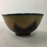 Japanese Porcelain Rice Bowl Vtg Brown Chawan Shiny Smooth Flowing PT776