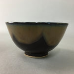 Japanese Porcelain Rice Bowl Vtg Brown Chawan Shiny Smooth Flowing PT776
