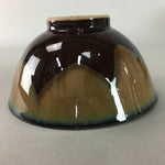 Japanese Porcelain Rice Bowl Vtg Brown Chawan Shiny Smooth Flowing PT776