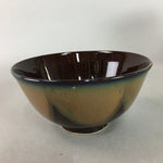 Japanese Porcelain Rice Bowl Vtg Brown Chawan Shiny Smooth Flowing PT777
