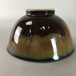 Japanese Porcelain Rice Bowl Vtg Brown Chawan Shiny Smooth Flowing PT778
