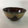 Japanese Porcelain Rice Bowl Vtg Brown Chawan Shiny Smooth Flowing PT778