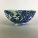 Japanese Porcelain Rice Bowl Vtg Chawan Blue White Bamboo Sometsuke PP476