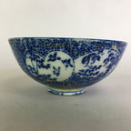 Japanese Porcelain Rice Bowl Vtg Chawan Blue White Bamboo Sometsuke PP476