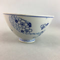 Japanese Porcelain Rice Bowl Vtg Chawan Blue White Floral Sometsuke PP210