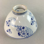 Japanese Porcelain Rice Bowl Vtg Chawan Blue White Floral Sometsuke PP211