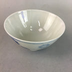 Japanese Porcelain Rice Bowl Vtg Chawan Blue White Floral Sometsuke PP213