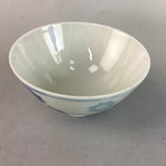 Japanese Porcelain Rice Bowl Vtg Chawan Blue White Floral Sometsuke PP213