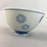 Japanese Porcelain Rice Bowl Vtg Chawan Blue White Floral Sometsuke PP213