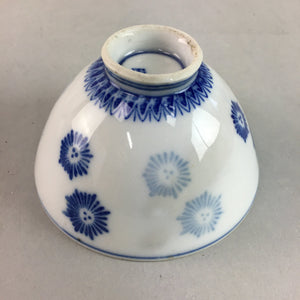 Japanese Porcelain Rice Bowl Vtg Chawan Blue White Floral Sometsuke PP214