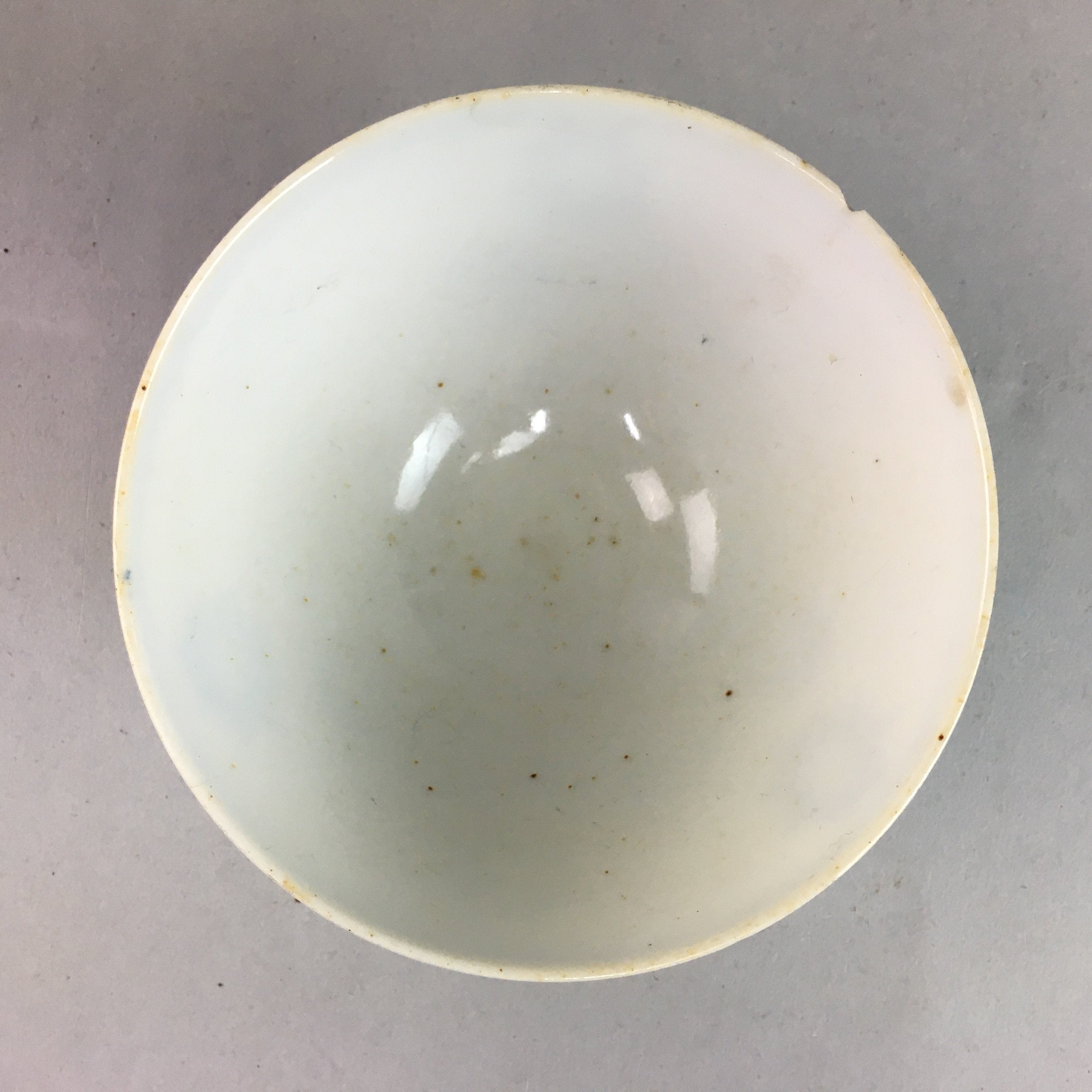 Japanese Porcelain Rice Bowl Vtg Chawan Blue White Floral Sometsuke PP215