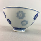 Japanese Porcelain Rice Bowl Vtg Chawan Blue White Floral Sometsuke PP217