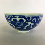Japanese Porcelain Rice Bowl Vtg Chawan Blue White Flower Sometsuke PP471