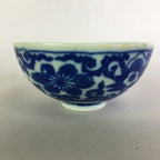 Japanese Porcelain Rice Bowl Vtg Chawan Blue White Flower Sometsuke PP475