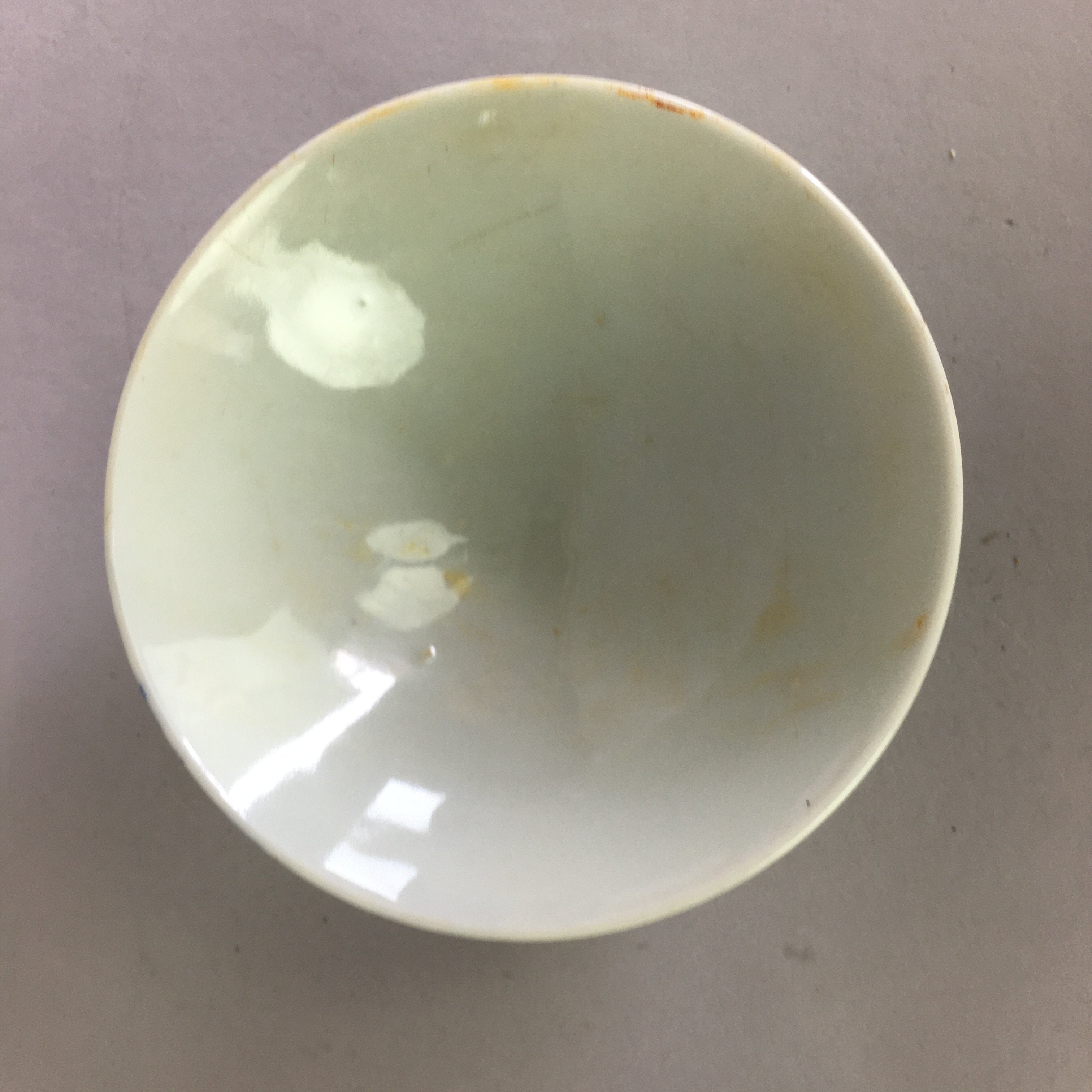 Japanese Porcelain Rice Bowl Vtg Chawan Blue White Flower Sometsuke PP481