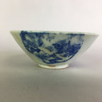 Japanese Porcelain Rice Bowl Vtg Chawan Blue White Flower Sometsuke PP481