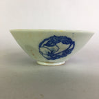 Japanese Porcelain Rice Bowl Vtg Chawan Blue White Flower Sometsuke PP481