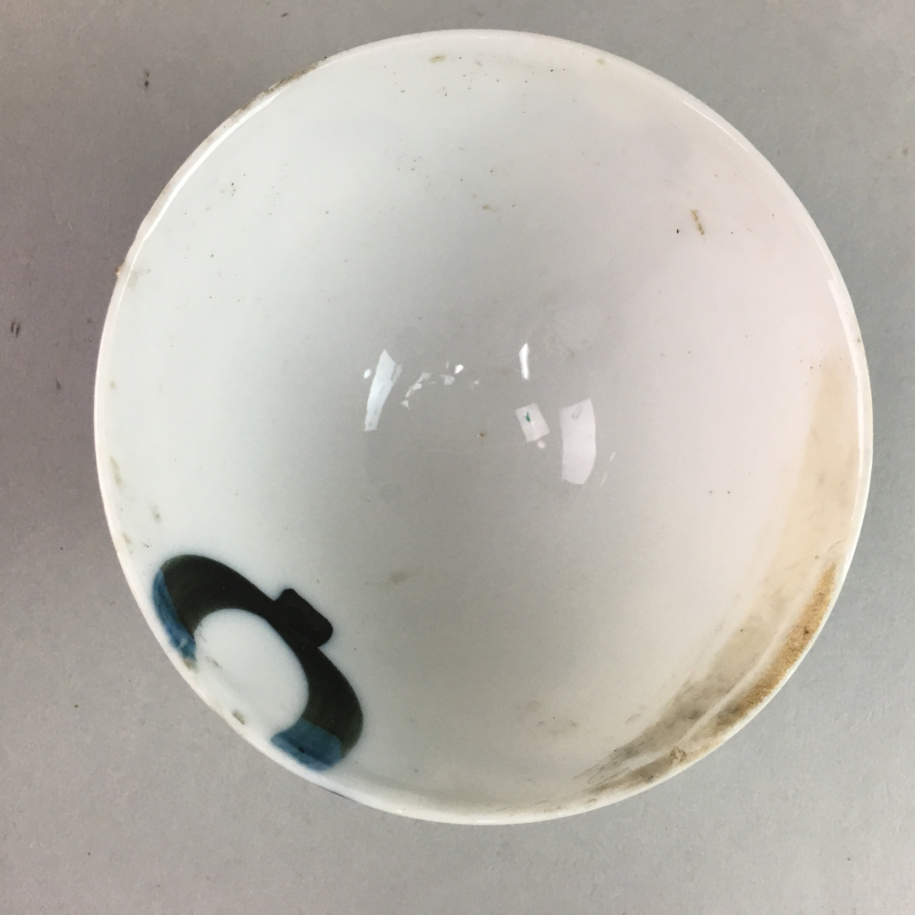 Japanese Porcelain Rice Bowl Vtg Chawan Blue White Gourd Sometsuke PP243