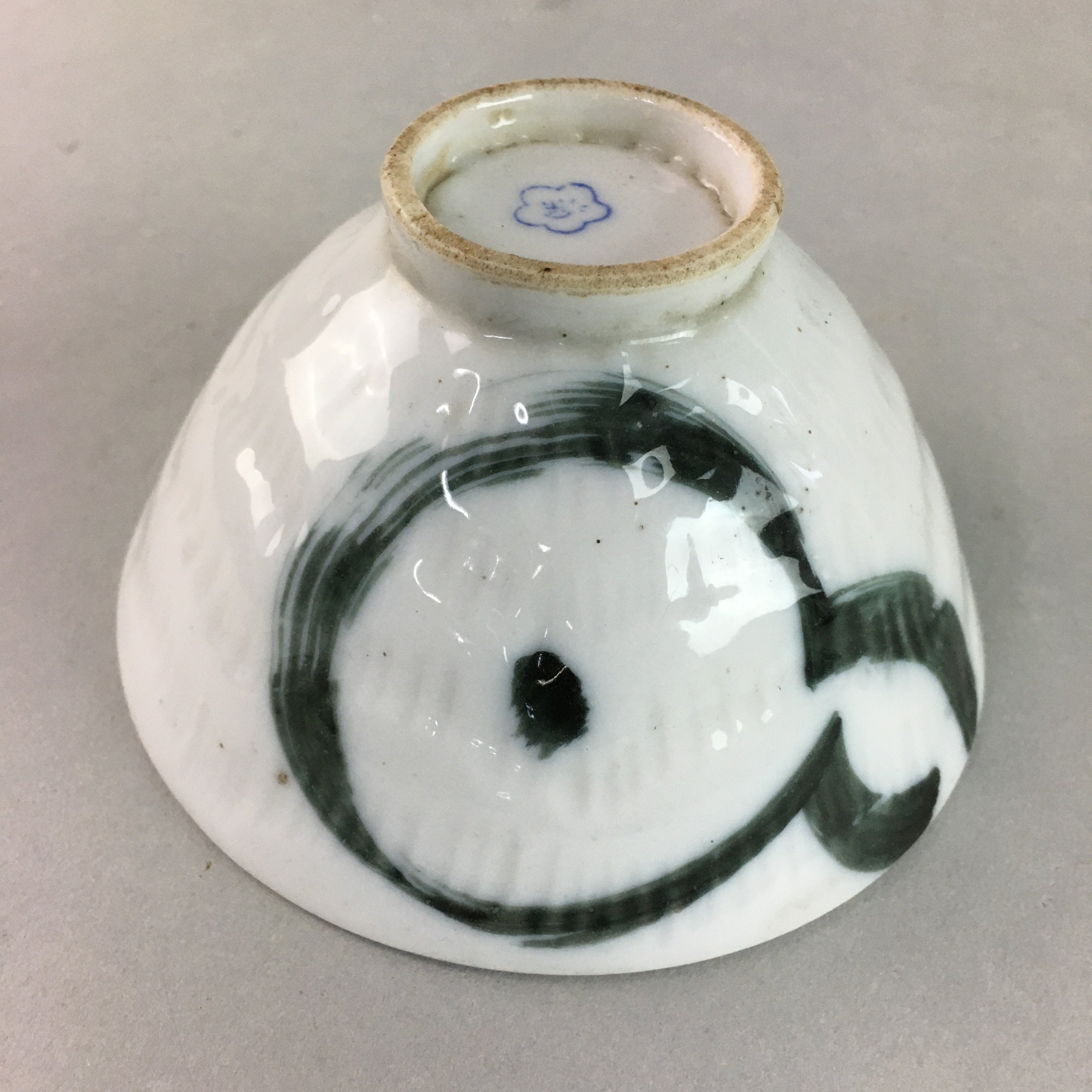Japanese Porcelain Rice Bowl Vtg Chawan Blue White Gourd Sometsuke PP243