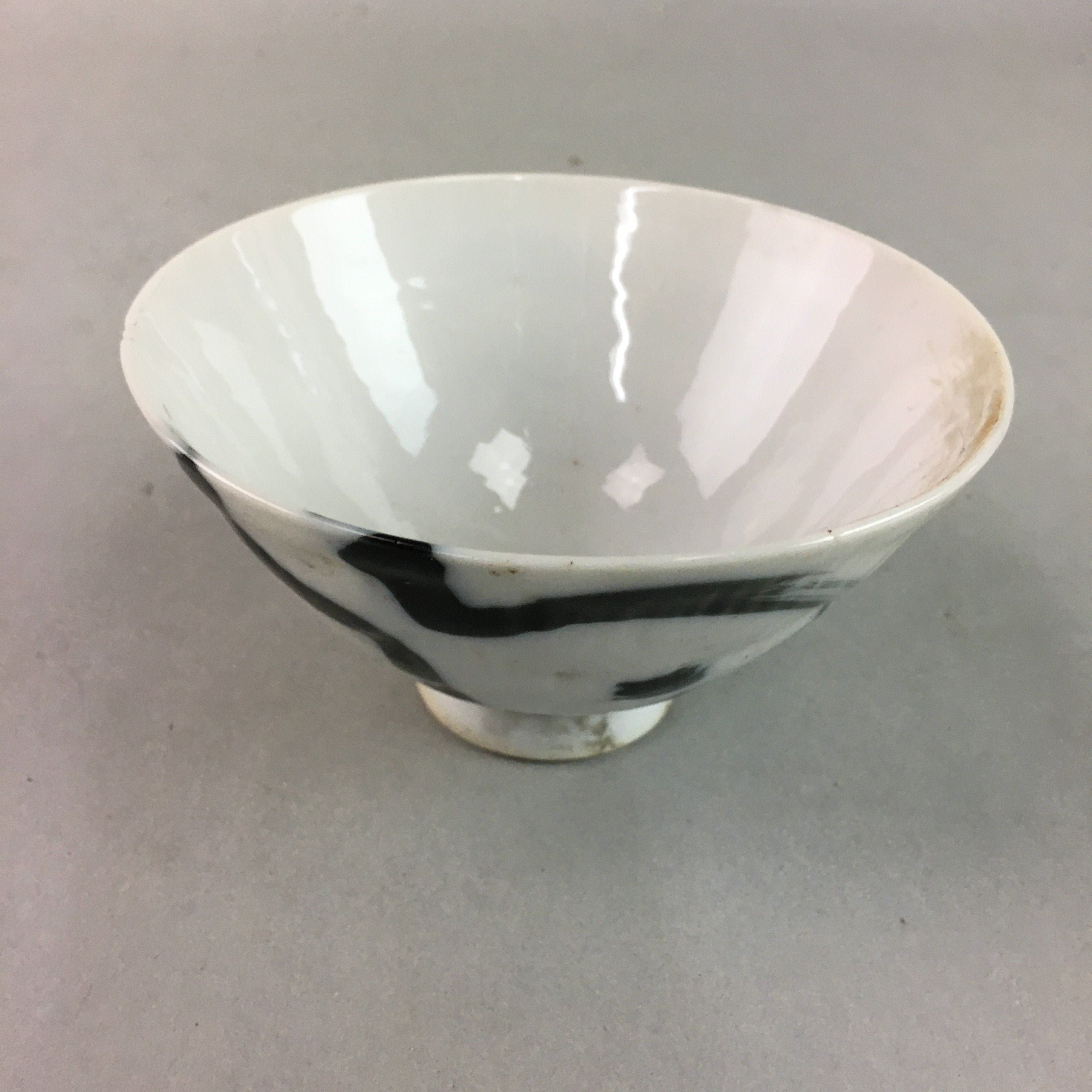Japanese Porcelain Rice Bowl Vtg Chawan Blue White Gourd Sometsuke PP245