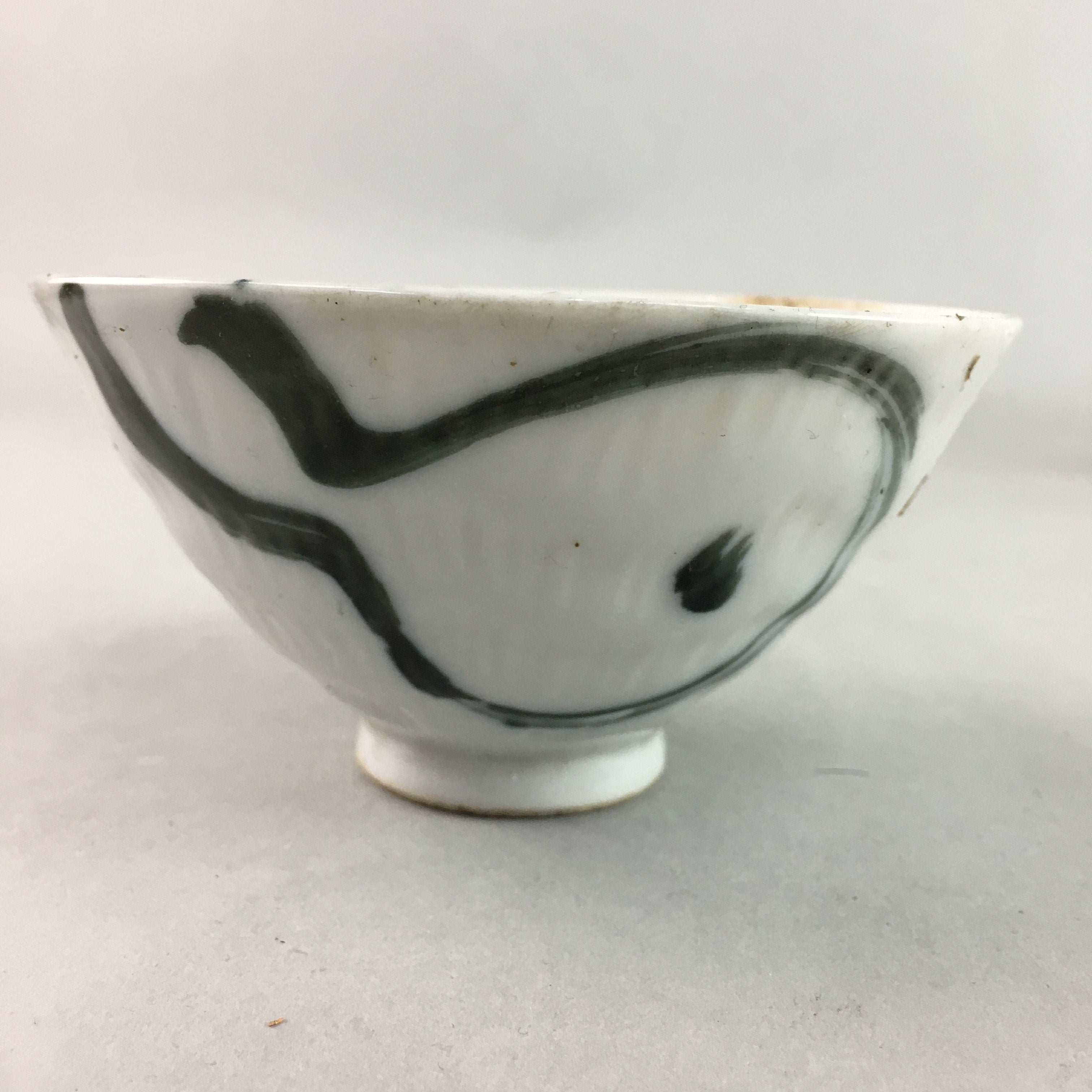 Japanese Porcelain Rice Bowl Vtg Chawan Blue White Gourd Sometsuke PP256