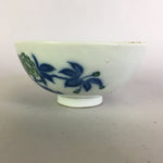 Japanese Porcelain Rice Bowl Vtg Chawan Blue White Green Sometsuke PP469