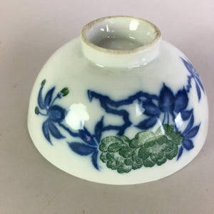 Japanese Porcelain Rice Bowl Vtg Chawan Blue White Green Sometsuke PP469