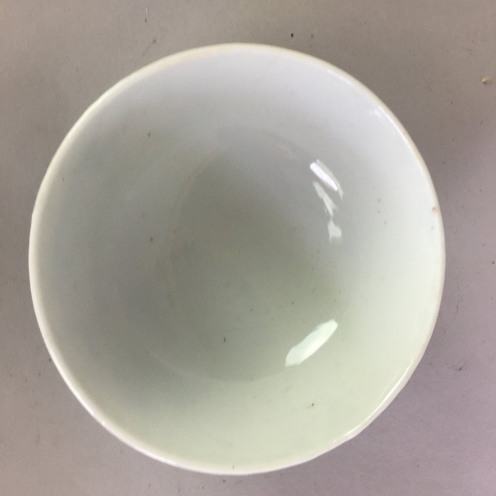 Japanese Porcelain Rice Bowl Vtg Chawan Blue White Green Sometsuke PP469