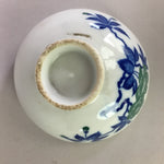 Japanese Porcelain Rice Bowl Vtg Chawan Blue White Green Sometsuke PP470