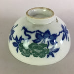Japanese Porcelain Rice Bowl Vtg Chawan Blue White Green Sometsuke PP470