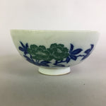 Japanese Porcelain Rice Bowl Vtg Chawan Blue White Green Sometsuke PP470