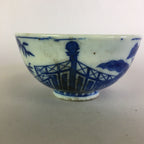 Japanese Porcelain Rice Bowl Vtg Chawan Blue White Sometsuke PP468