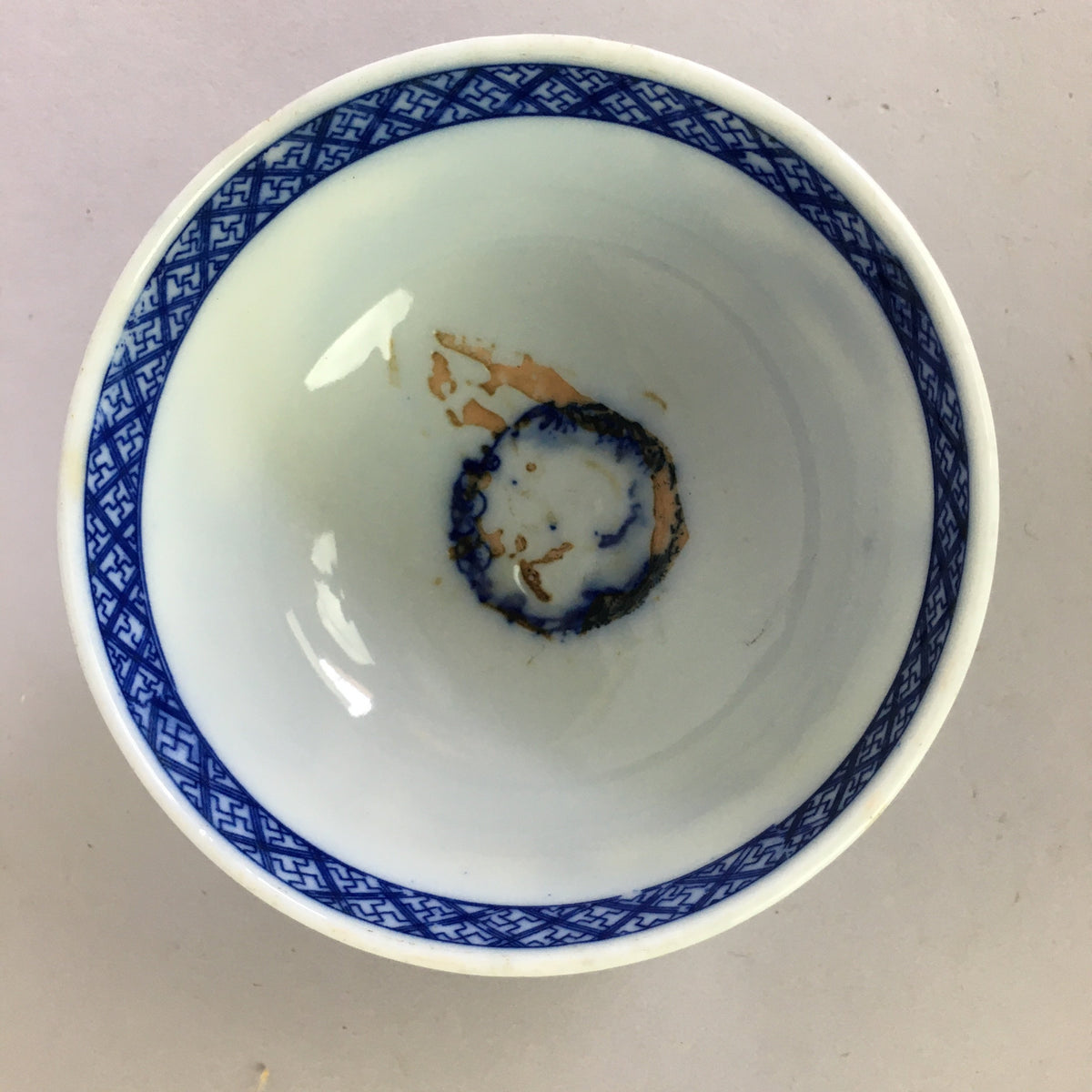 Japanese Porcelain Rice Bowl Vtg Chawan Blue White Sometsuke PP468
