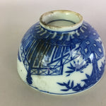 Japanese Porcelain Rice Bowl Vtg Chawan Blue White Sometsuke PP468