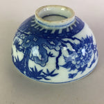 Japanese Porcelain Rice Bowl Vtg Chawan Blue White Sometsuke PP473