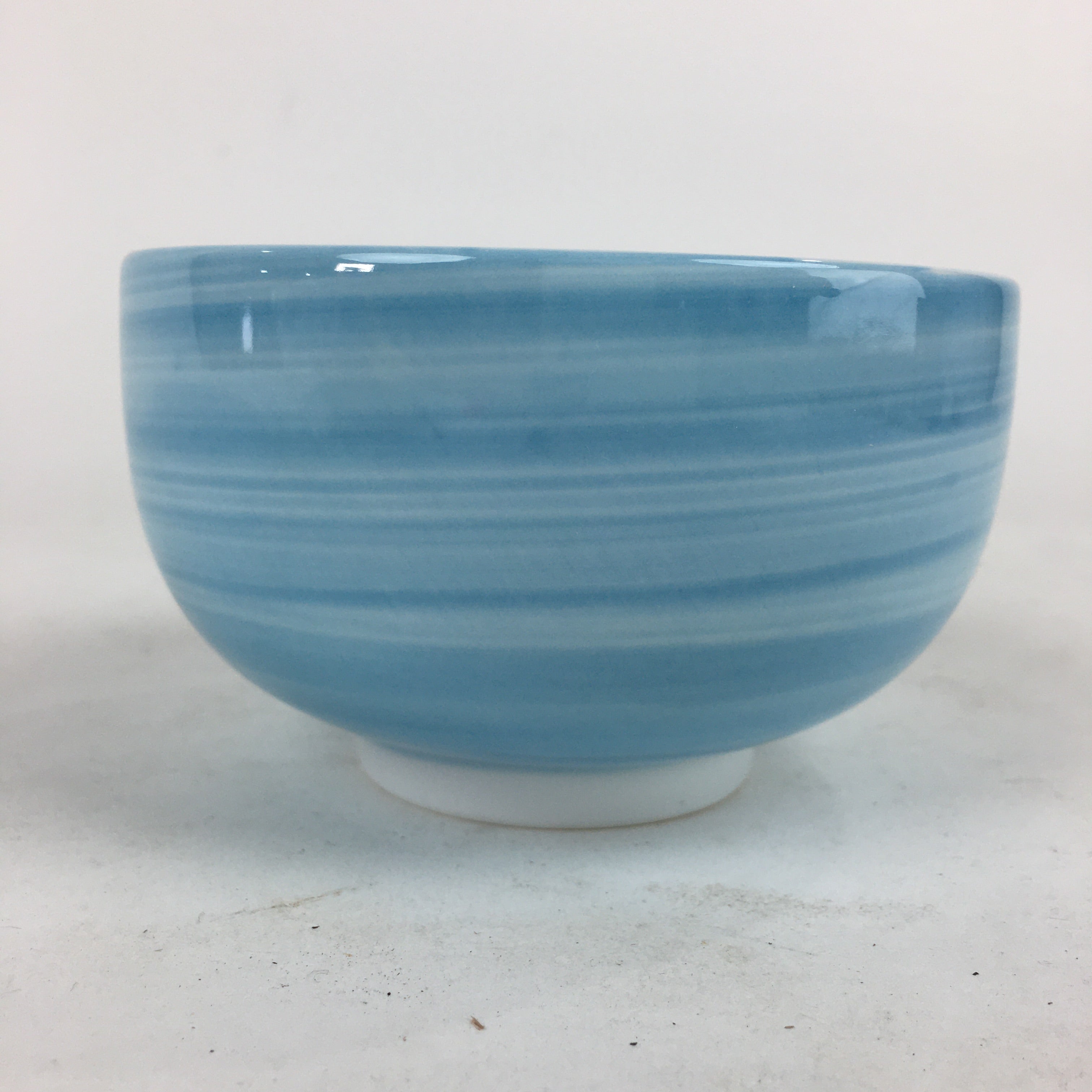 Japanese Porcelain Rice Bowl Vtg Chawan Boxed Pottery Light Blue PX605